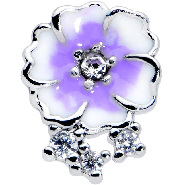 16G 5/16 Clear CZ Gem Purple White Flower Labret Monroe Tragus