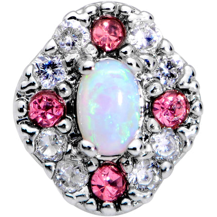 16G 5/16 White Synthetic Opal Glam Oval Labret Monroe Tragus