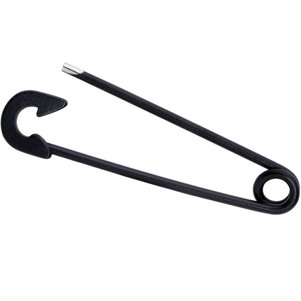 14G Black Matte Punk Rock Safety Pin Industrial Barbell 38mm