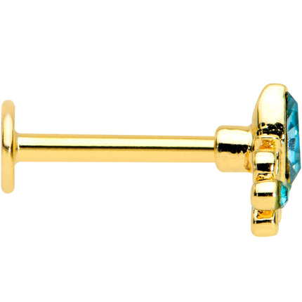 16G 5/16 Blue Gem Gold Tone Elegant Diadem Labret Monroe Tragus