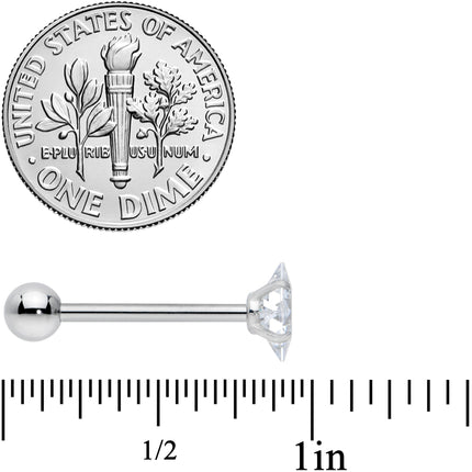 Clear CZ Gem Rhombus Top Barbell Tongue Ring