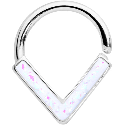 16G 5/16 White Faux Opal Chevron Cartilage Closure Ring