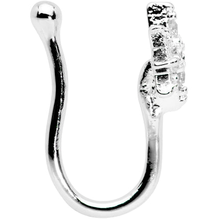 Clear Gem Compass Star Clip On Fake Nose Ring