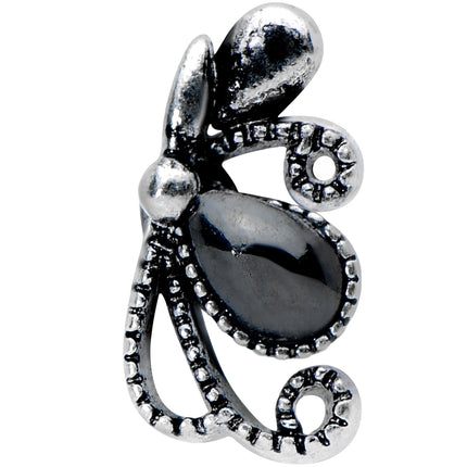 20G 1/4 Black Gem Abstract Bow Nose Bone
