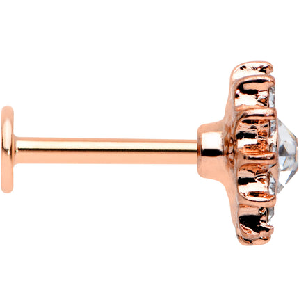16G 5/16 Clear Gem Rose Gold Hue Stylish Sun Labret Monroe Tragus