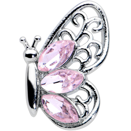 16G 5/16 Pink Gem Lacy Butterfly Labret Monroe Tragus