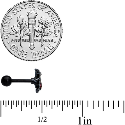 16G 1/4 Red Gem Black Spider Skull Halloween Cartilage Tragus