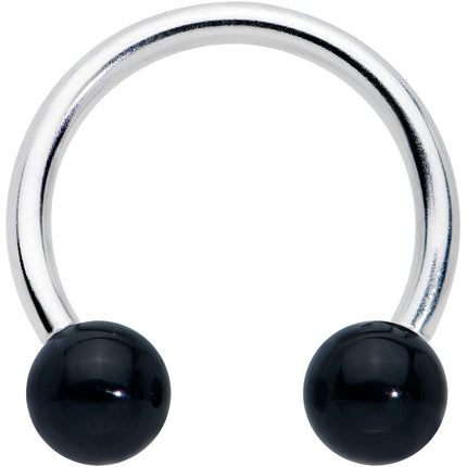 16G 3/8 Black Stone Ball End Internally Threaded Horseshoe