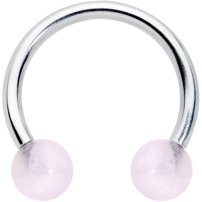 16G 3/8 Pink Stone Ball End Internally Threaded Horseshoe