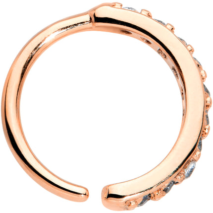 18G 5/16 Clear CZ Gem Rose Gold Tone Forward Facing Closure Ring