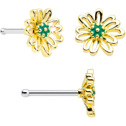 20G 1/4 5/16 Gold Tone Flower Ladybug Nose Hoop Bone Set of 3