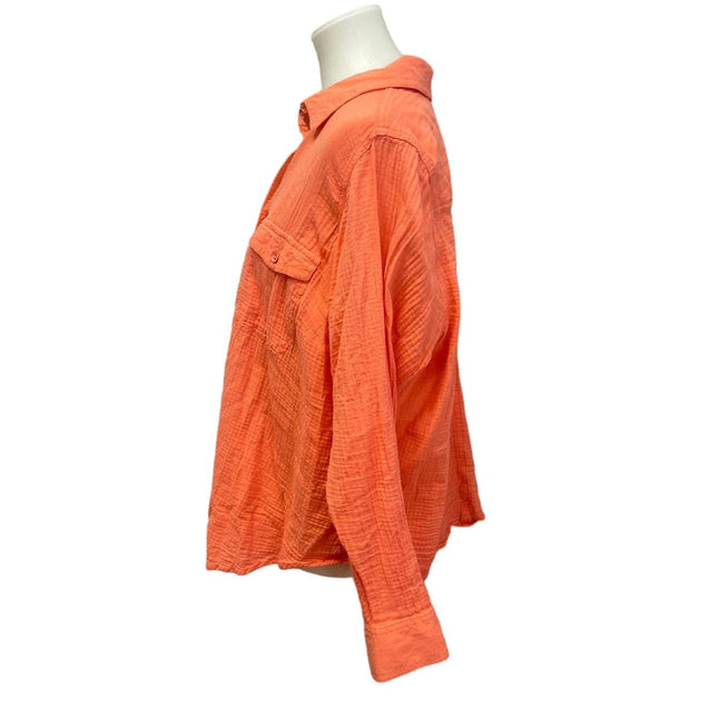 Sonoma Lifestyle Womens 2X 100% Cotton Long Tabbed Sleeve Button Up Shirt