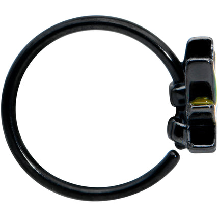 20G 5/16 Black Multicolor Pot Leaf Nose Hoop