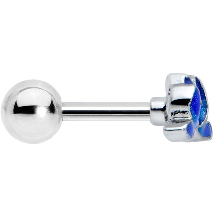 16G 1/4 Lovely Blue Lotus Flower Cartilage Tragus Earring