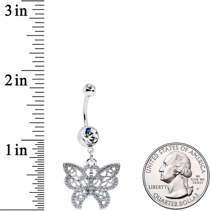 Clear CZ Gem Ultra Luxe Butterfly Dangle Belly Ring