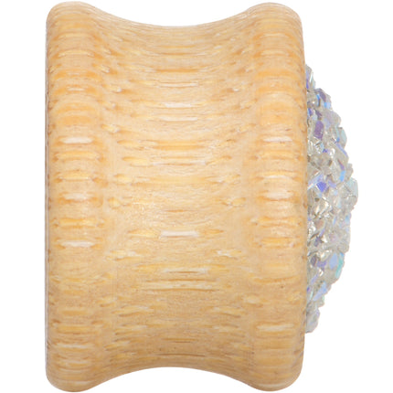 5/8 White Druzy Stone Wood Saddle Plug Set