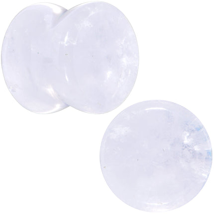 White Cloudy Quartz Double Flare Plug Set