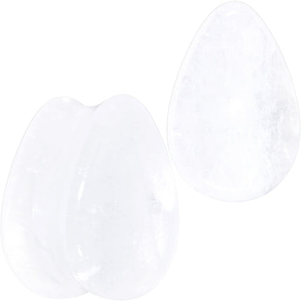 White Cloudy Quartz Drop Saddle Plug Set