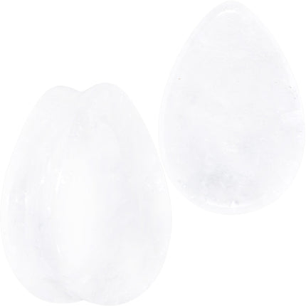 White Cloudy Quartz Drop Saddle Plug Set