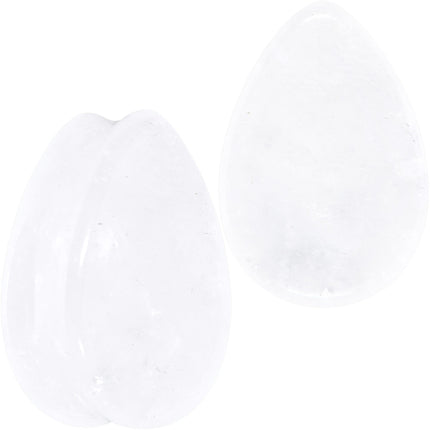 White Cloudy Quartz Drop Saddle Plug Set
