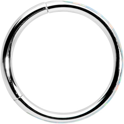16G 3/8 White Synthetic Opal Forward Facing Hinged Segment Ring