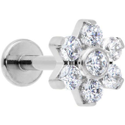 16G 5/16 Clear CZ Gem G23 Titanium Flower Labret Monroe Tragus