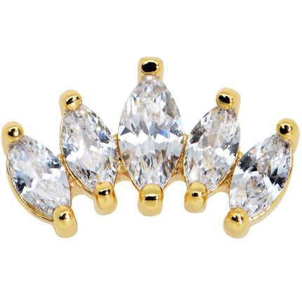 16G 5/16 Clear CZ Gem Gold Tone Crown Labret Monroe Tragus