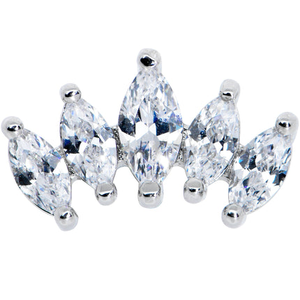 16G 5/16 Clear CZ Gem Fan Internally Thread Labret Monroe Tragus
