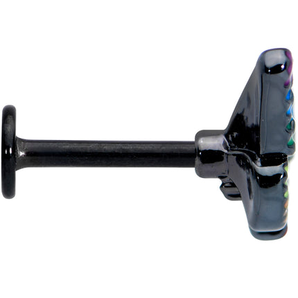 16G 5/16 Black Rainbow Pride Butterfly Labret Monroe Tragus