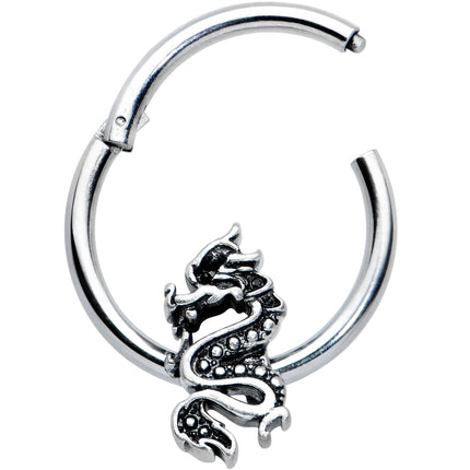 16G 3/8 Regal Medieval Dragon Hinged Segment Ring