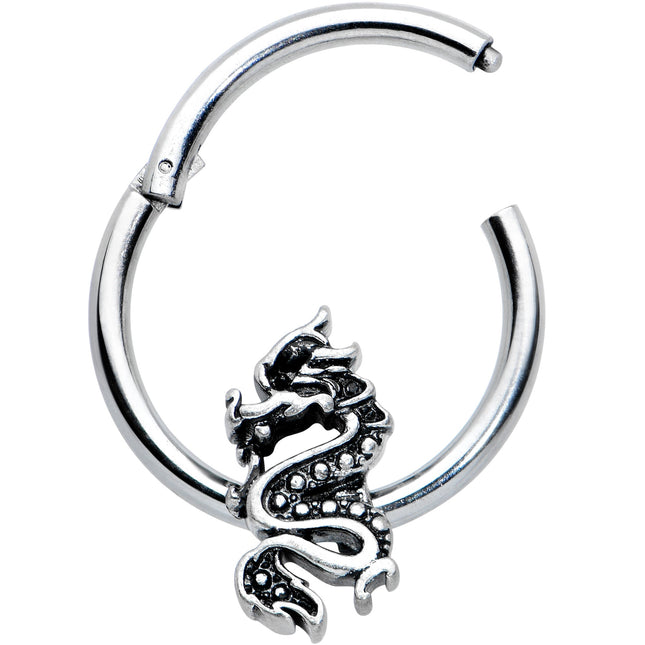 16G 3/8 Regal Medieval Dragon Hinged Segment Ring