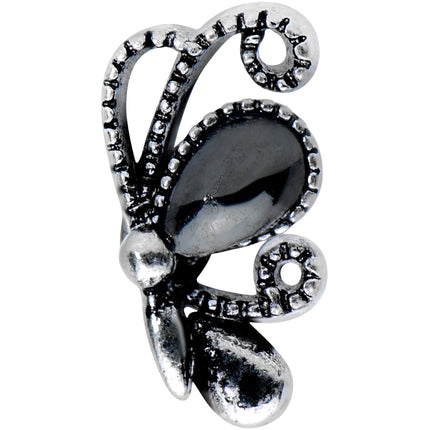 16G 1/4 Black Gem Abstract Bow Cartilage Tragus Earring