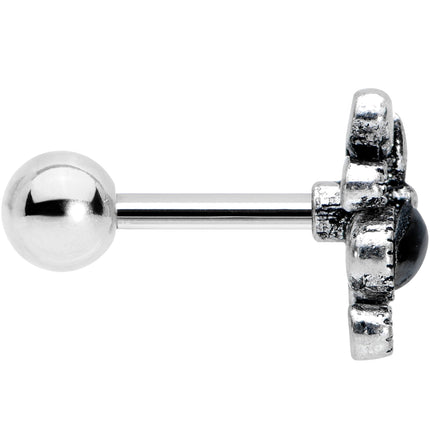 16G 1/4 Black Gem Abstract Bow Cartilage Tragus Earring