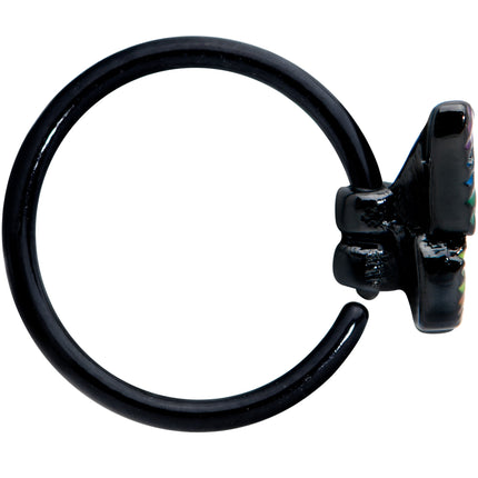 20G 5/16 Black Rainbow Pride Butterfly Nose Hoop