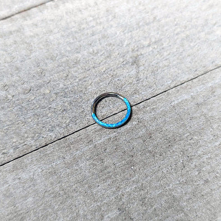 16G 3/8 Aqua Synthetic Opal Bottom Curve Hinged Segment Ring
