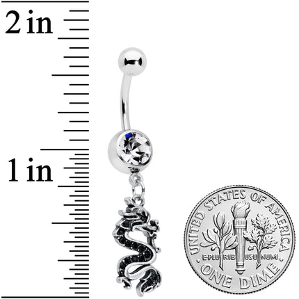 Clear Gem Regal Medieval Dragon Dangle Belly Ring