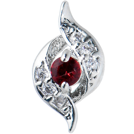 20G 1/4 Clear Red Gem Swirling Oval Nose Bone