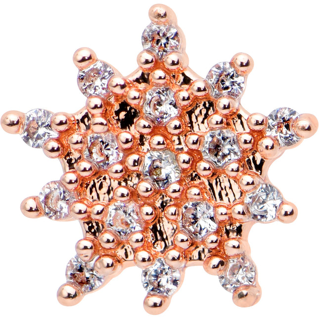 16G 1/4 Clear Gem Rose Gold Hue Stylish Flower Labret Tragus