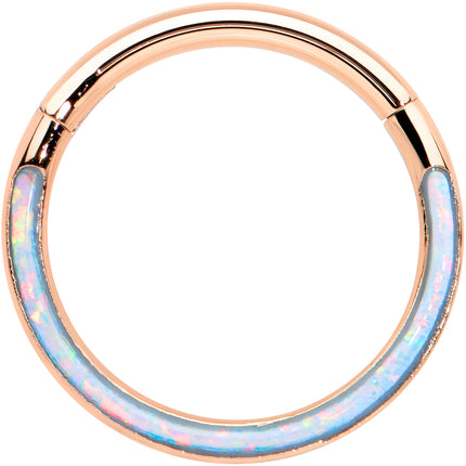 16G 3/8 Synth Opal Rose Gold Tone Bottom Curve Hinge Segment Ring