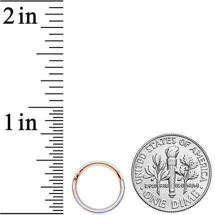 16G 3/8 Synth Opal Rose Gold Tone Bottom Curve Hinge Segment Ring