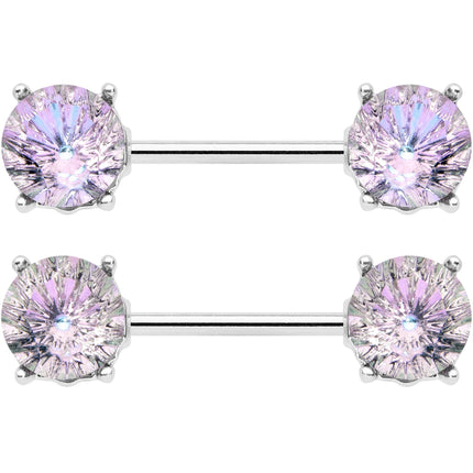 14G 9/16 Pink Gem Simply Elegant Barbell Nipple Ring Set