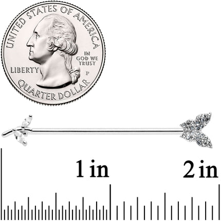 14G Clear CZ Gem Branch Butterfly Industrial Barbell 38mm