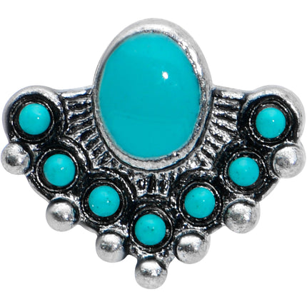 20G 1/4 Blue Turquoise Stone Southwest Shield Nose Bone