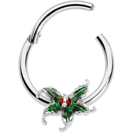 16G 3/8 Tiny Ladybug Leaves Hinged Segment Ring