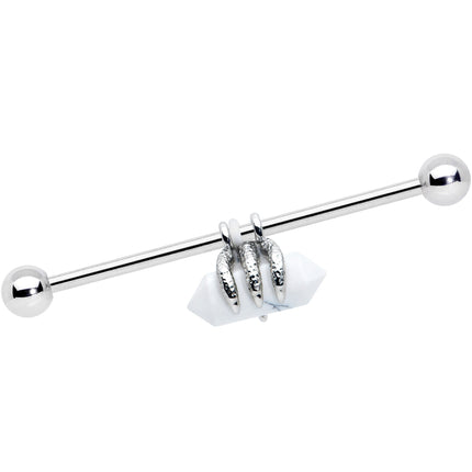 14G White Howlite Claw Industrial Barbell 38mm