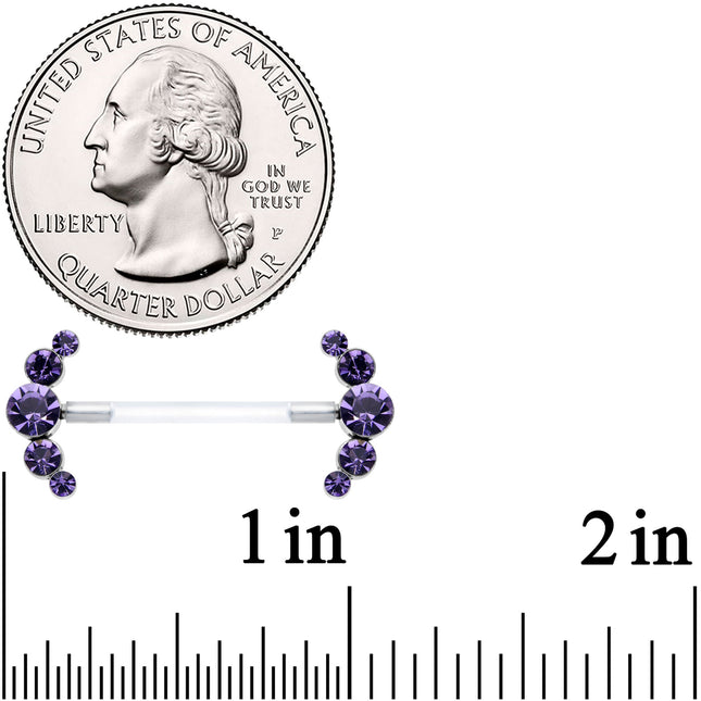 14G 13/16 Purple Gem Bioplast Simple Curvation Nipple Ring Set