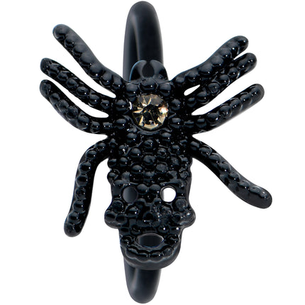 20G 5/16 Yellow Gem Black Nubbly Spider Halloween Nose Hoop