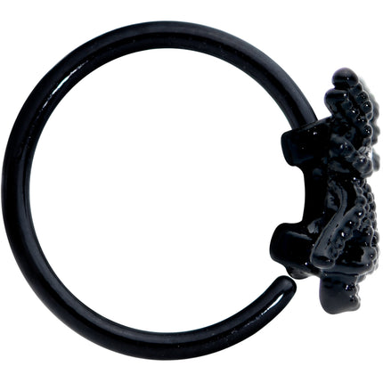 20G 5/16 Yellow Gem Black Nubbly Spider Halloween Nose Hoop