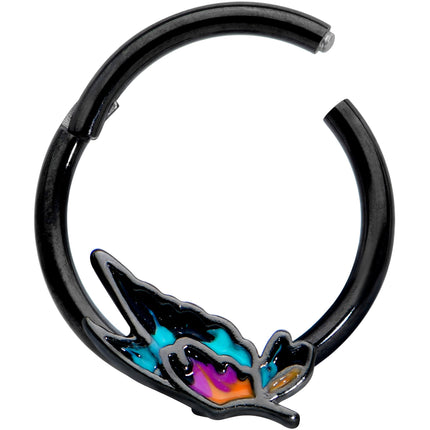 16G 3/8 Black Sunset Side Butterfly Hinged Segment Ring