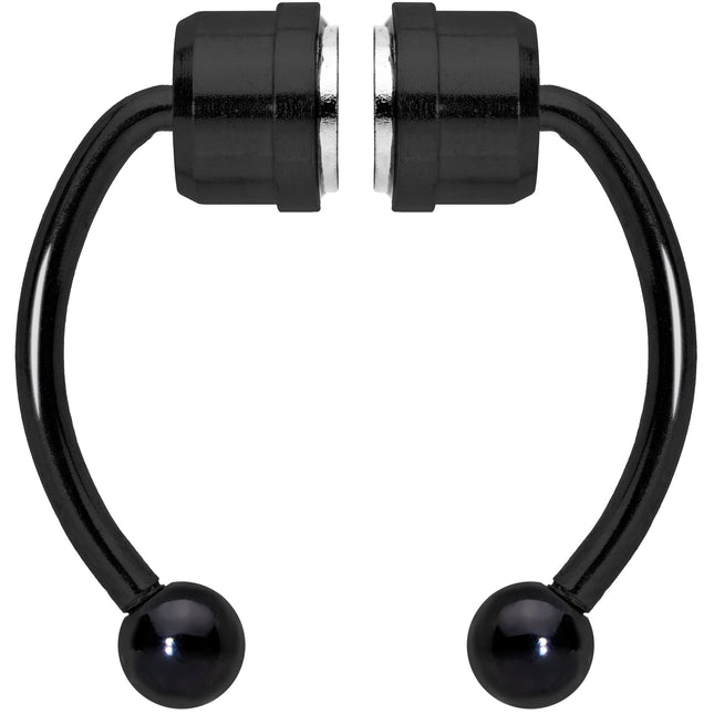 Black Magnetic Septum Ring Horseshoe Non-Pierced Fake Nose Ring